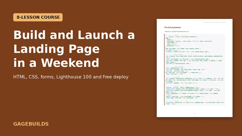 Cover of the Build and Launch a Landing Page in a Weekend course