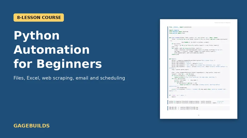 Cover of the Python Automation for Beginners course